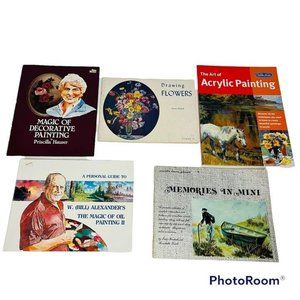 Art Book Lot Of 5 Painting Vintage Decorative Acrylic Canvas Oil Drawing